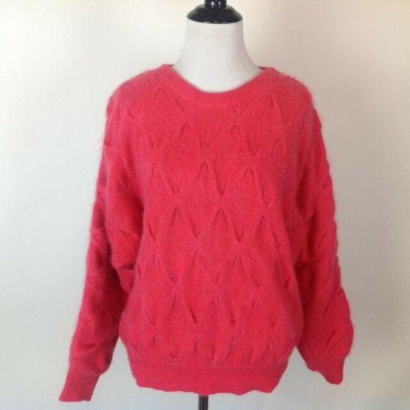 Vintage Rafaella 45% Angora Fuzzy Sweater Womens Medium Dolman - Picture 1 of 5
